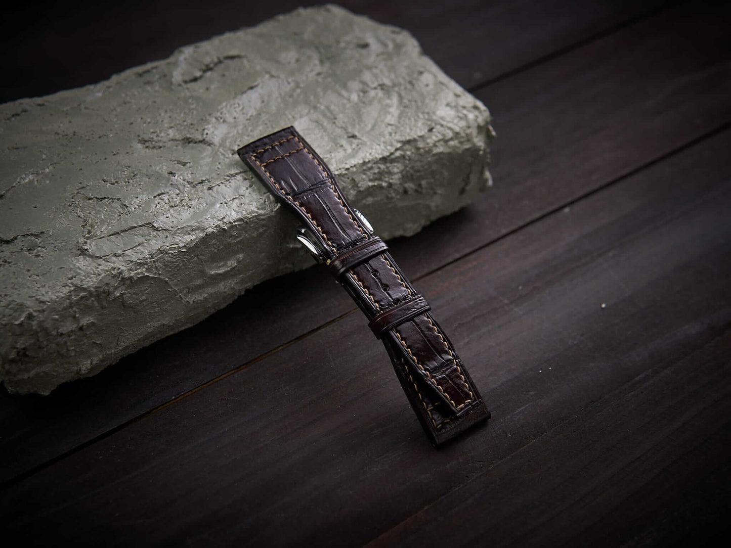 Brown alligator leather pilot strap. Customizable IWC strap.-2 Moons Leather