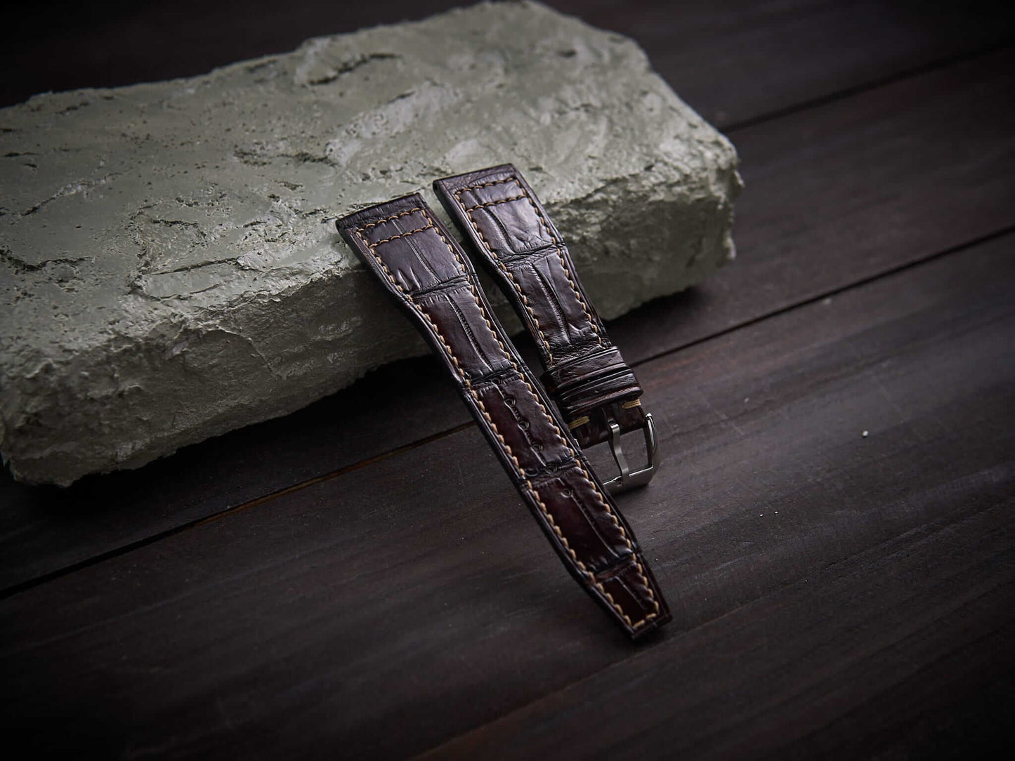 Brown alligator leather pilot strap. Customizable IWC strap.-2 Moons Leather
