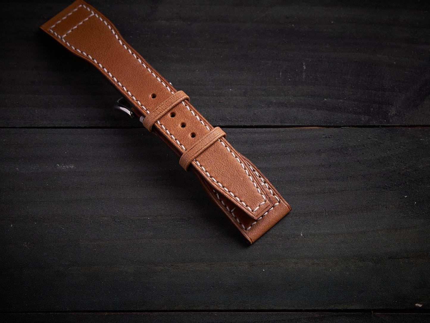 Tan brown vachetta leather pilot strap. Customizable IWC strap.-2 Moons Leather