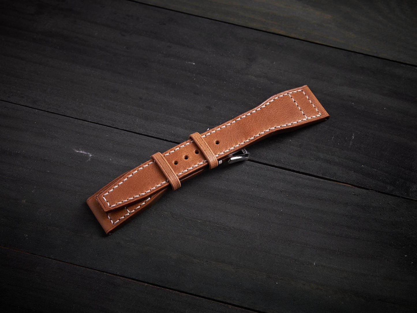 Tan brown vachetta leather pilot strap. Customizable IWC strap.-2 Moons Leather