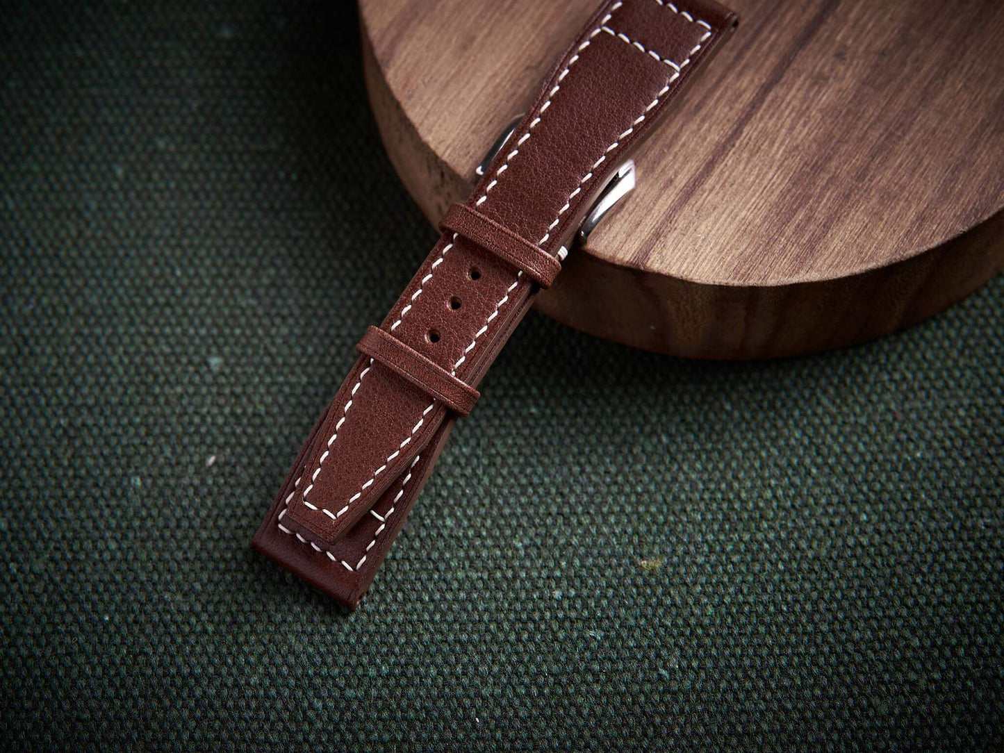 Brown vachetta leather pilot strap. Customizable IWC strap.-2 Moons Leather
