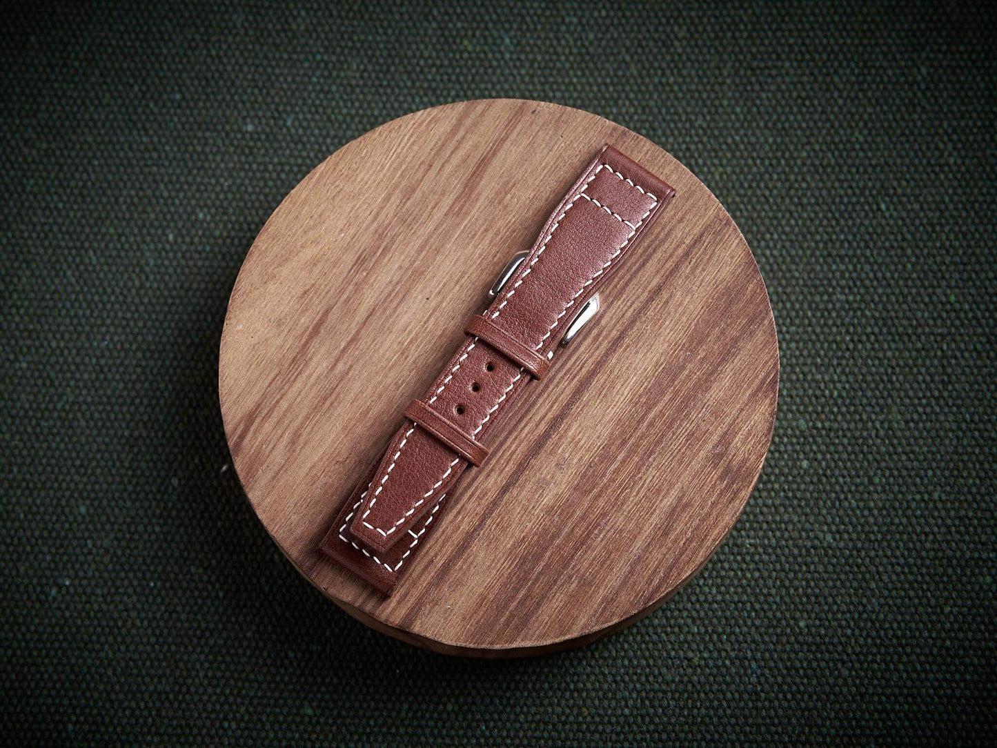 Brown vachetta leather pilot strap. Customizable IWC strap.-2 Moons Leather