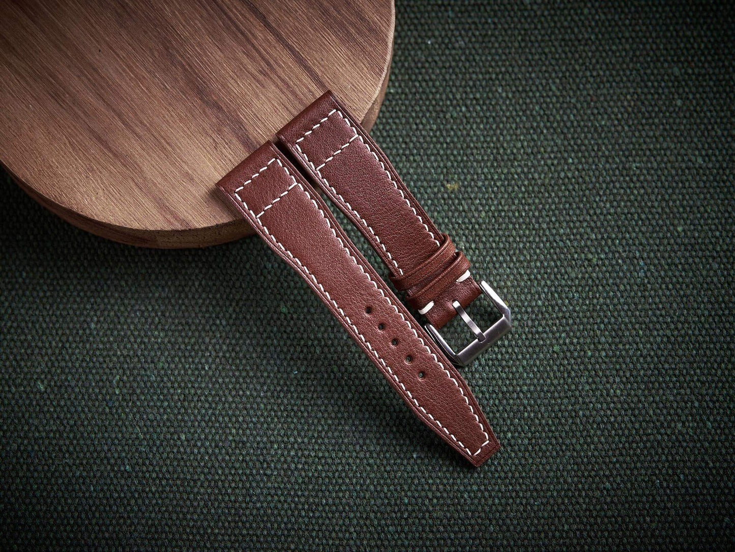 Brown vachetta leather pilot strap. Customizable IWC strap.-2 Moons Leather