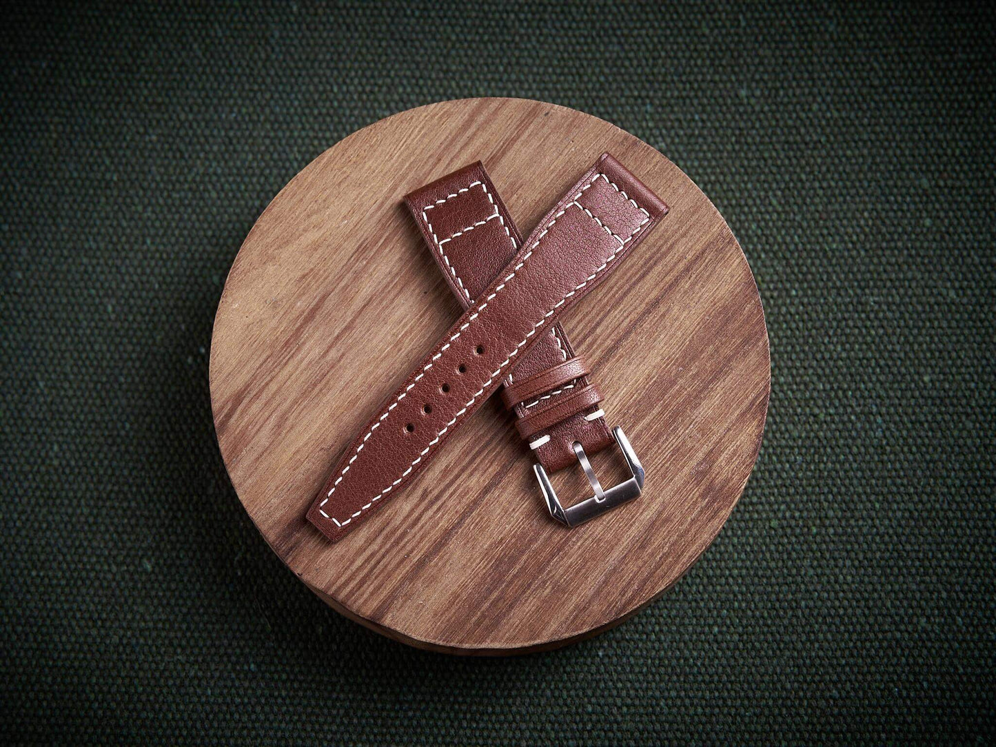 Brown vachetta leather pilot strap. Customizable IWC strap.-2 Moons Leather