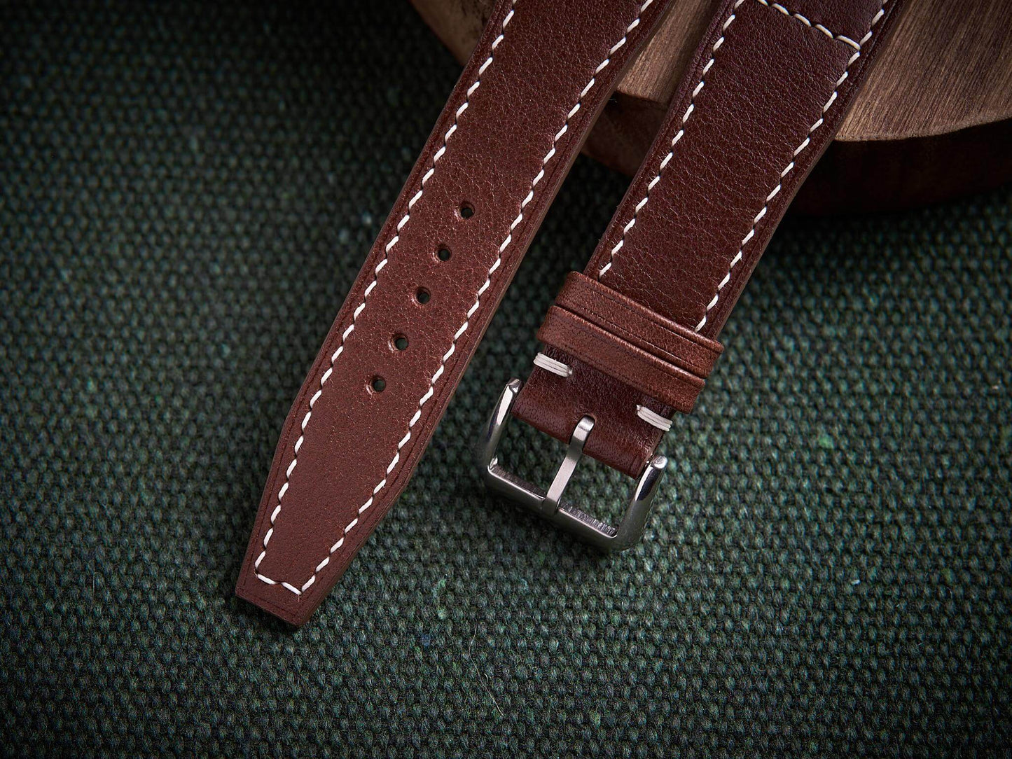 Brown vachetta leather pilot strap. Customizable IWC strap.-2 Moons Leather