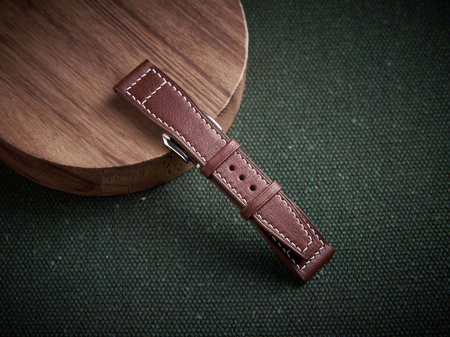 Brown vachetta leather pilot strap. Customizable IWC strap.-2 Moons Leather