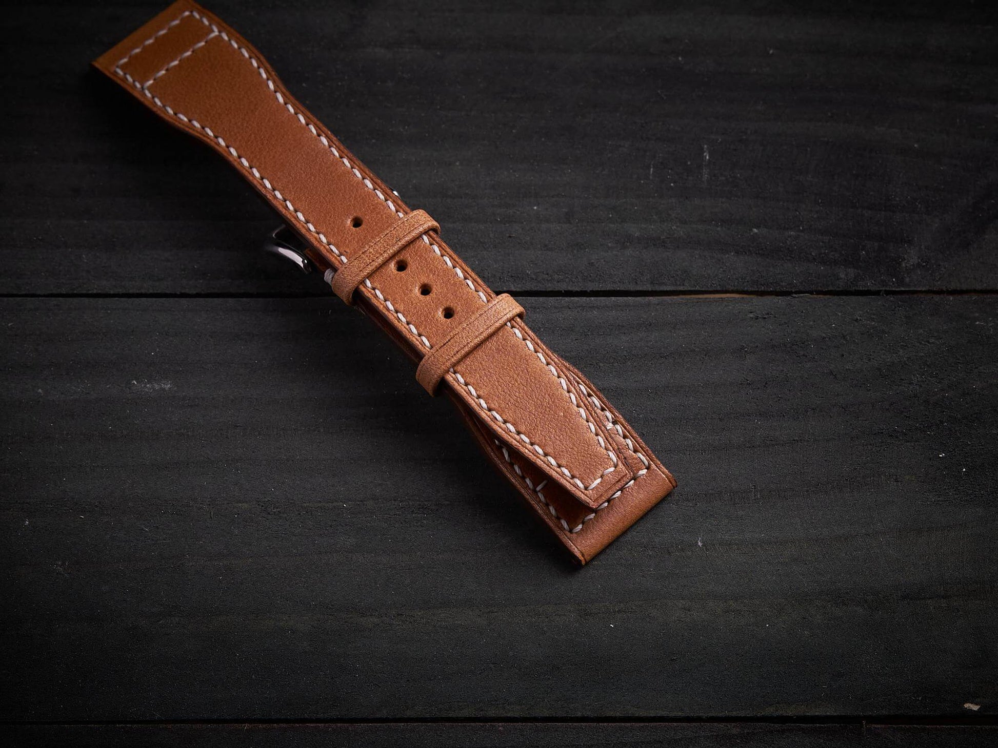 Tan brown vachetta leather pilot strap. Customizable IWC strap.-2 Moons Leather