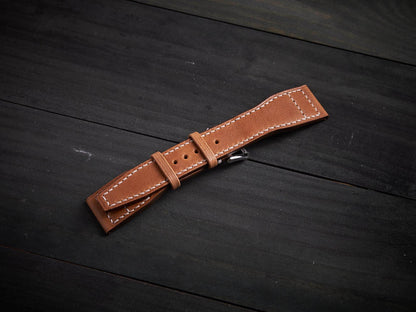 Tan brown vachetta leather pilot strap. Customizable IWC strap.-2 Moons Leather