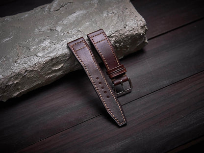 Tan brown veg tan leather pilot strap. Customizable IWC strap.-2 Moons Leather