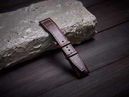 Tan brown veg tan leather pilot strap. Customizable IWC strap.-2 Moons Leather