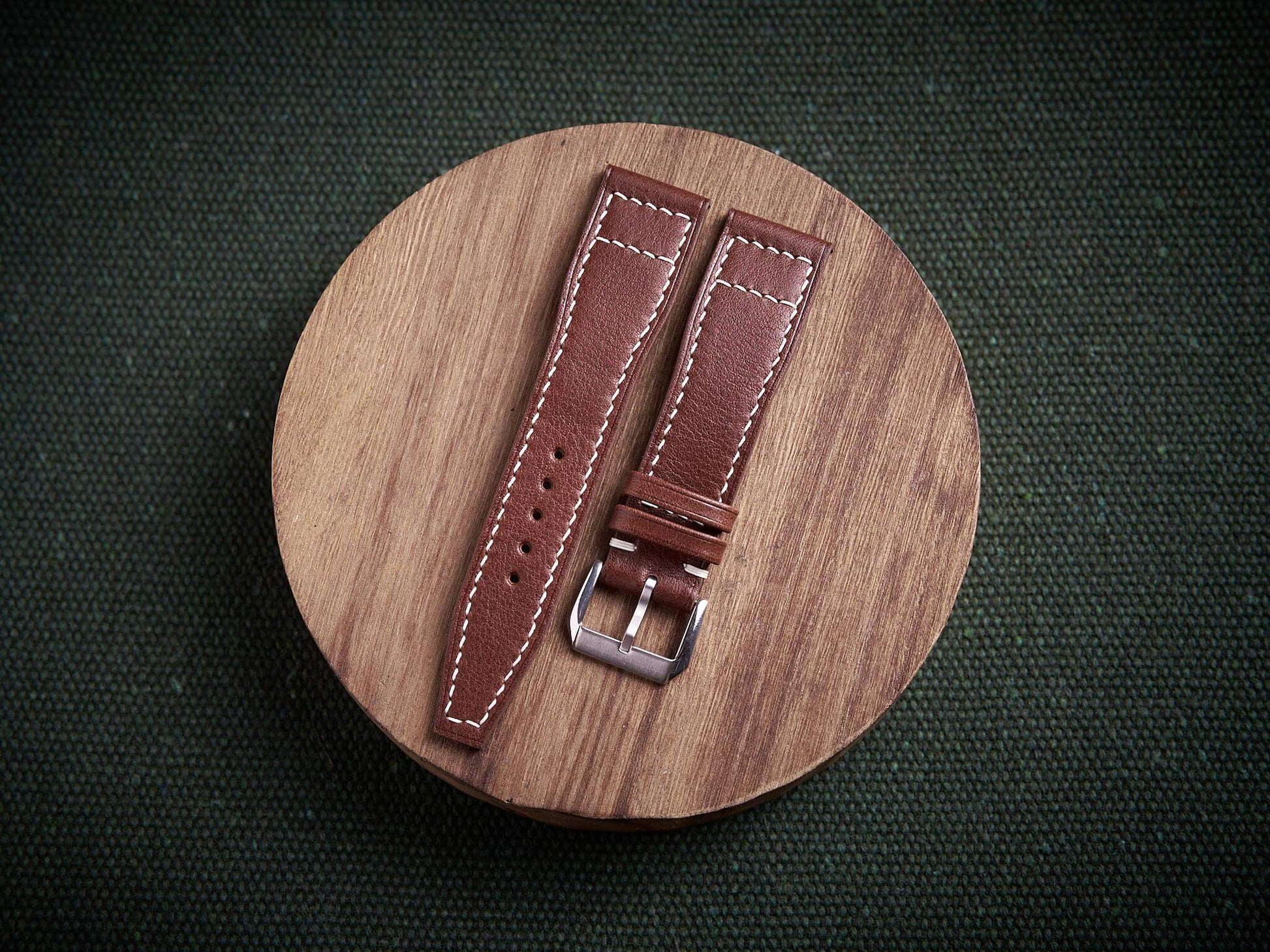 Brown vachetta leather pilot strap. Customizable IWC strap.-2 Moons Leather