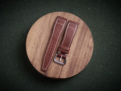 Brown vachetta leather pilot strap. Customizable IWC strap.-2 Moons Leather