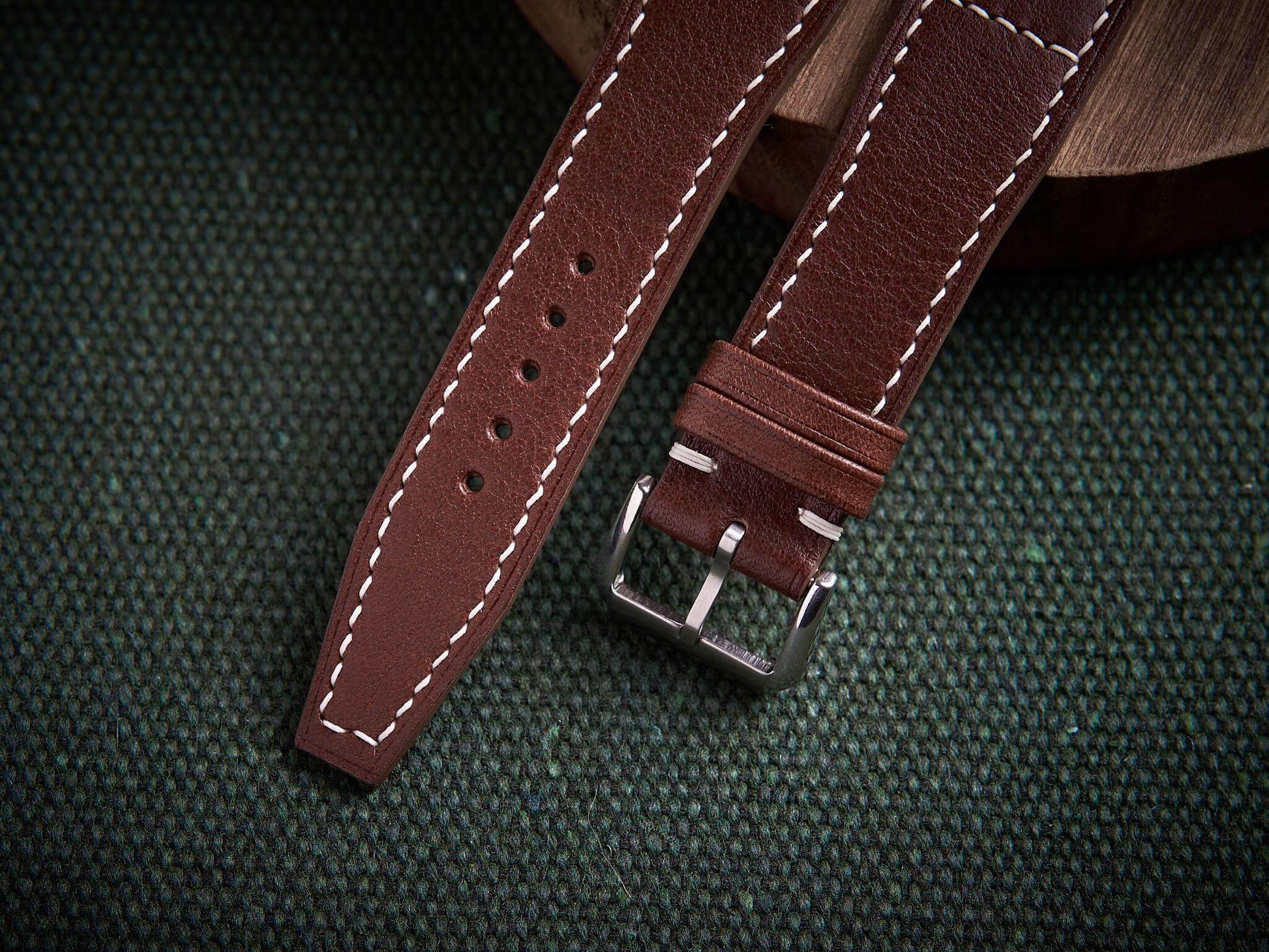 Brown vachetta leather pilot strap. Customizable IWC strap.-2 Moons Leather